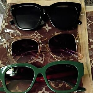 Source Unknown Black, Clear, and Green Sunglasses Set